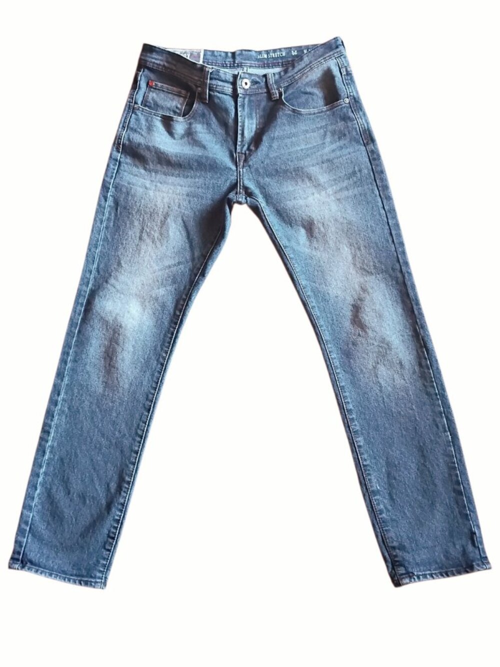 MBX Men's Denim Jeans Dark Blue Slim Stretch Straight 30x30